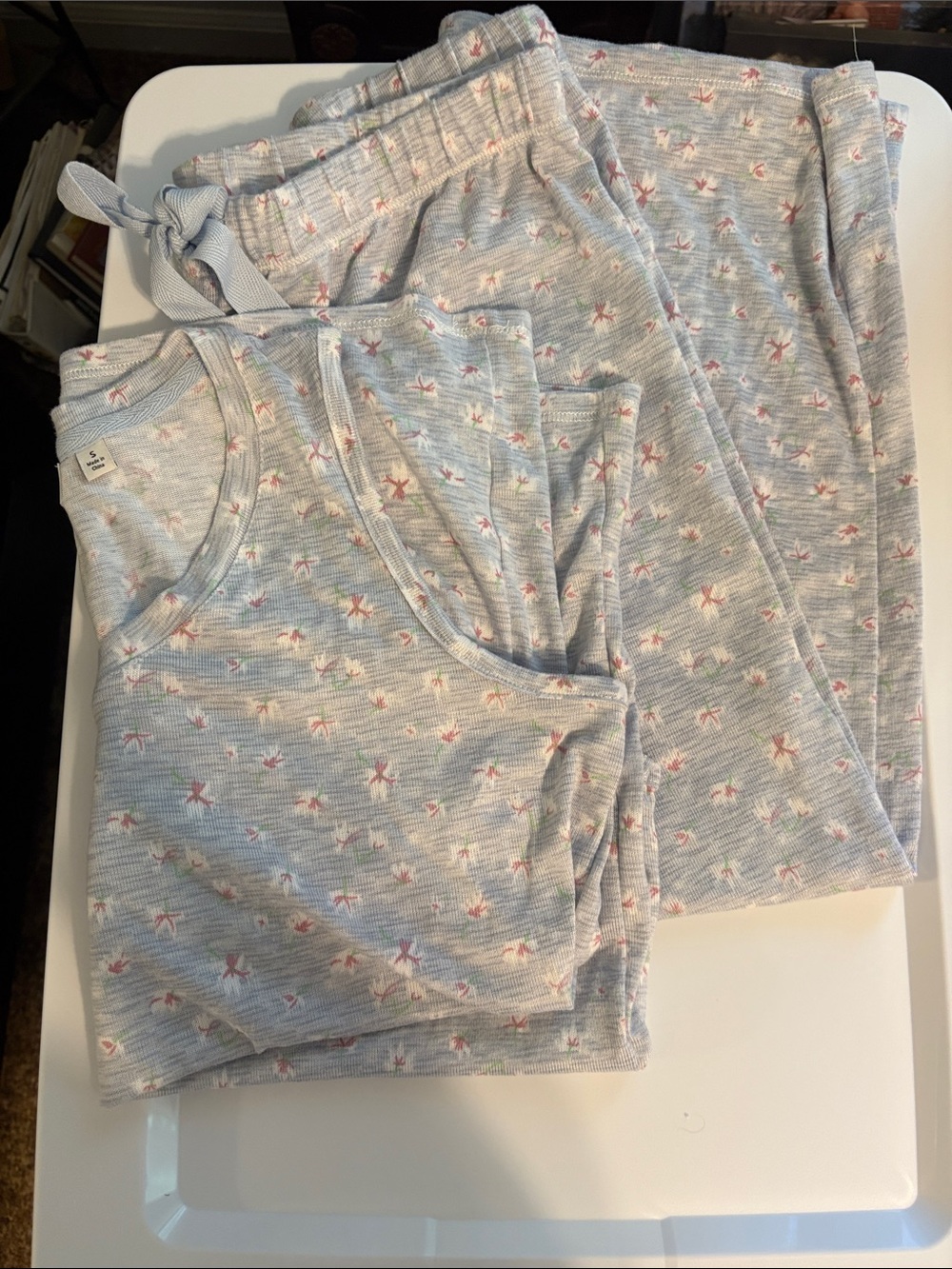 Kim Rogers Light Blue Starfish Pajama Set with Pink Accents